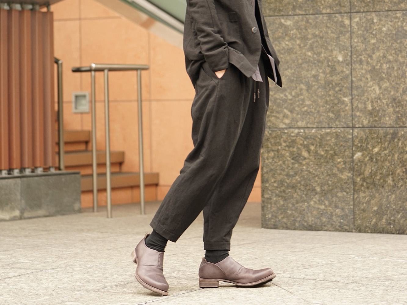 DEVOA 19SS Silk Linen Canvas Sand Blast Finish Suit Style