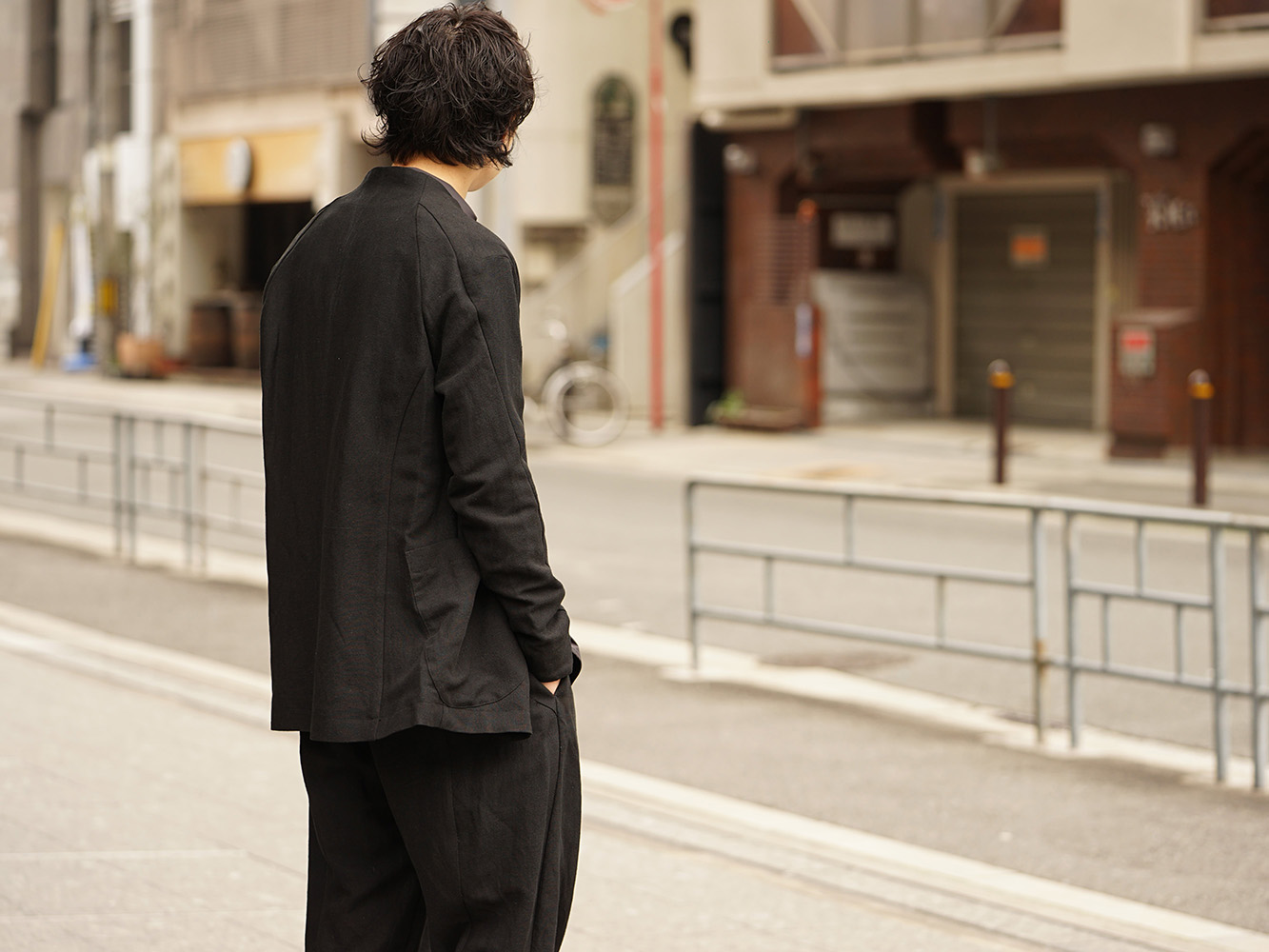 DEVOA 19SS Silk Linen Canvas Sand Blast Finish Suit Style