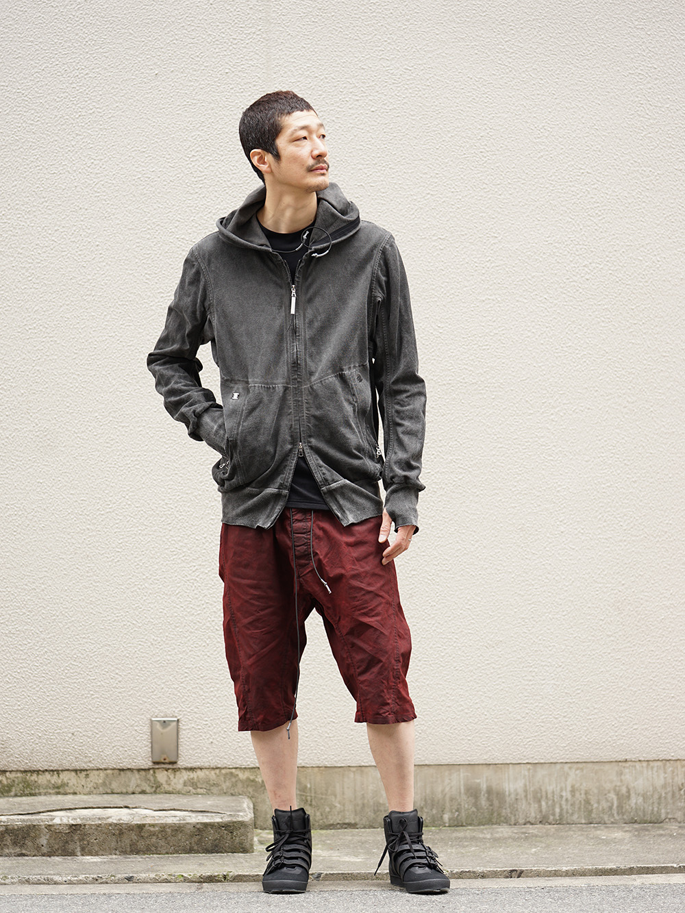 ISAAC SELLAM 19SS Silk Linen Canvas Sand Blast Finish Suit Style