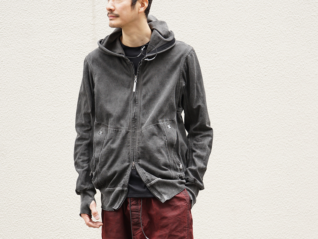 ISAAC SELLAM 19SS Silk Linen Canvas Sand Blast Finish Suit Style