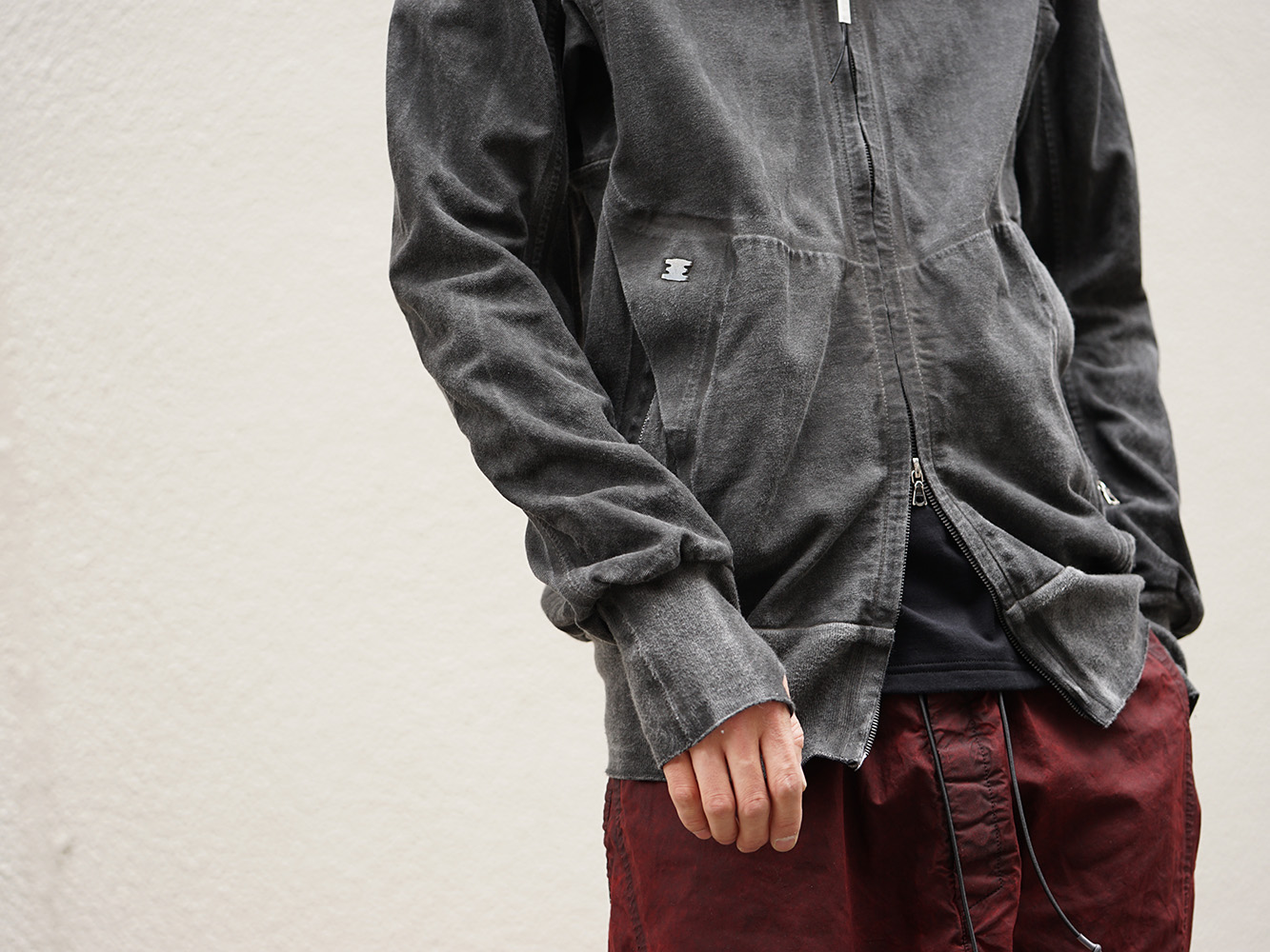 ISAAC SELLAM 19SS Silk Linen Canvas Sand Blast Finish Suit Style