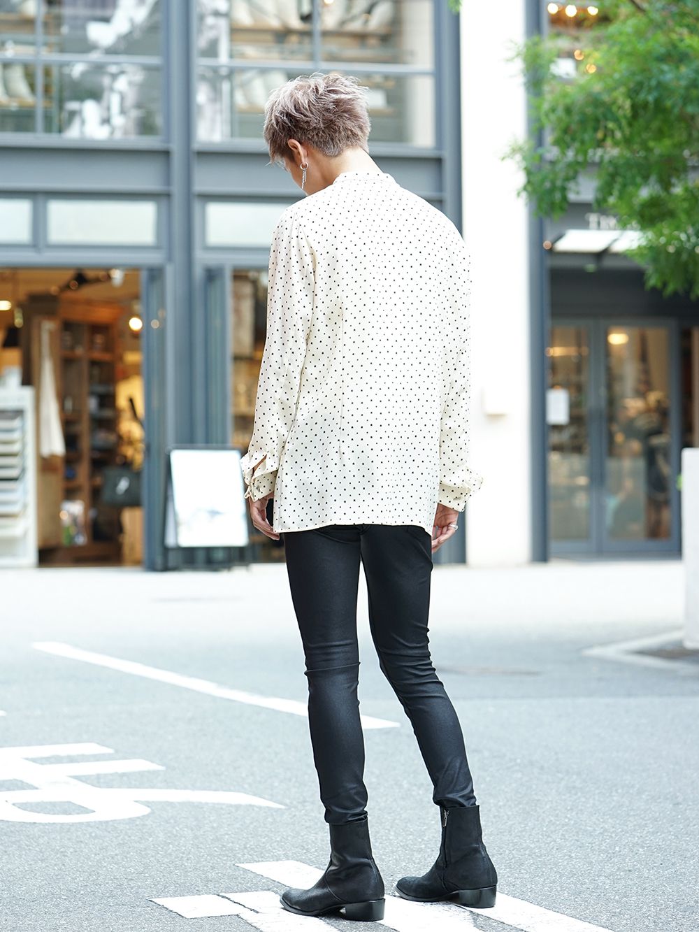 GalaabenD 19AW Chiffon star print tie neck shirt Style - 1-003