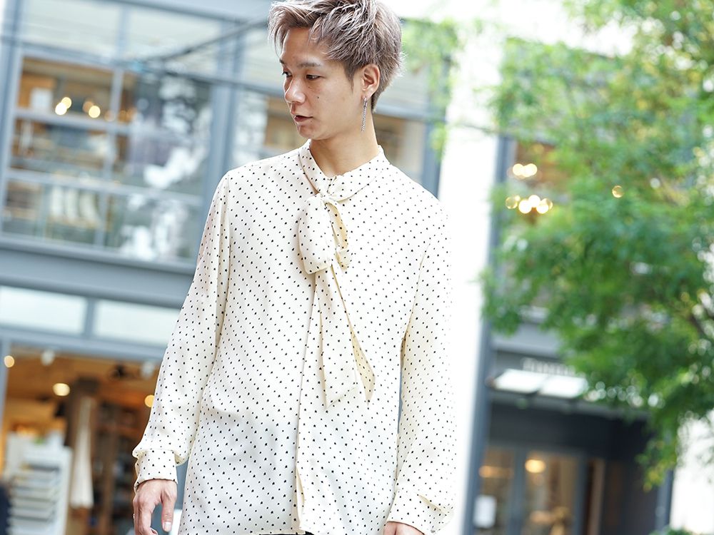 GalaabenD 19AW Chiffon star print tie neck shirt Style - 2-001