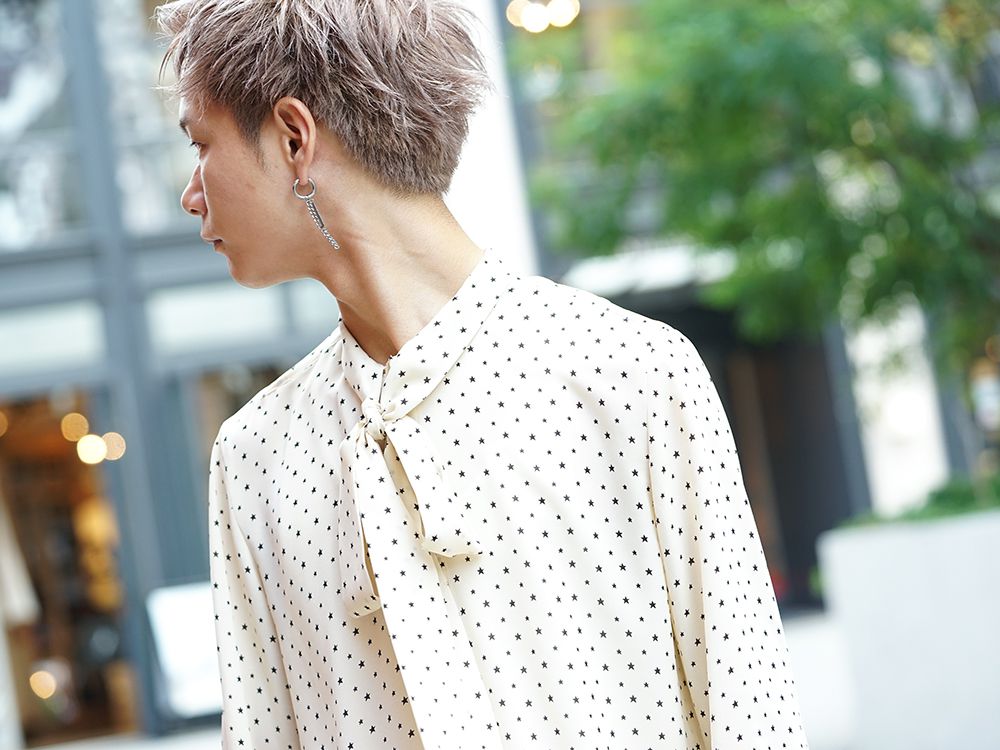GalaabenD 19AW Chiffon star print tie neck shirt Style - 2-002