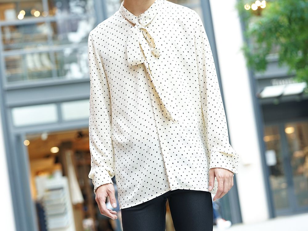 GalaabenD 19AW Chiffon star print tie neck shirt Style - 2-003