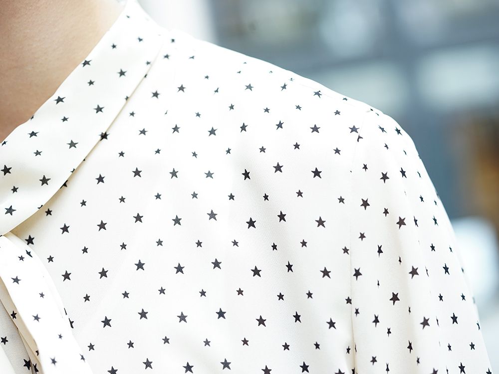 GalaabenD 19AW Chiffon star print tie neck shirt Style - 2-004