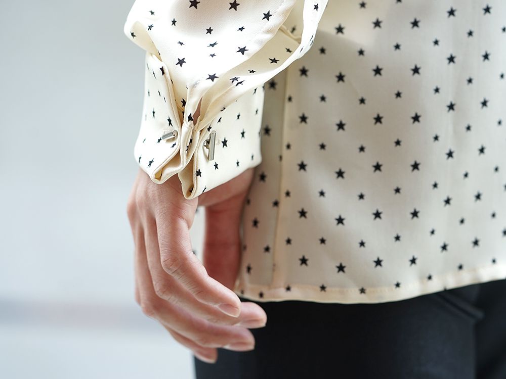 GalaabenD 19AW Chiffon star print tie neck shirt Style - 2-006