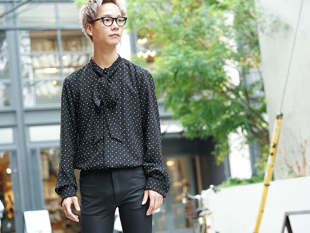 GalaabenD 19AW Chiffon star print tie neck shirt Style - 3-004