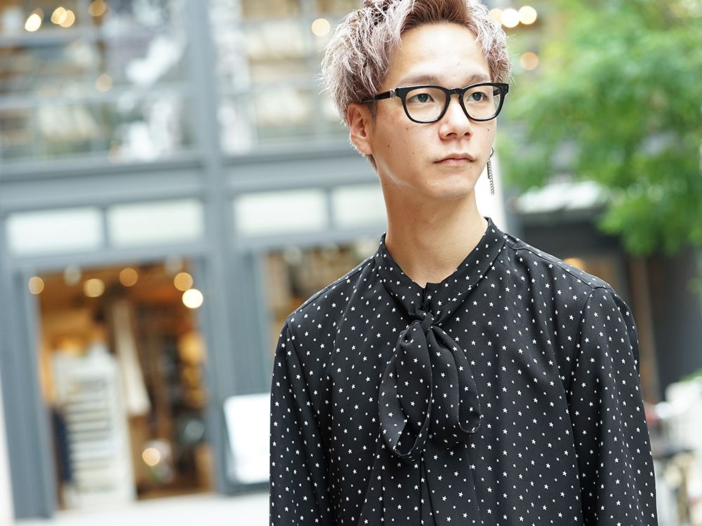 GalaabenD 19AW Chiffon star print tie neck shirt Style - 3-005