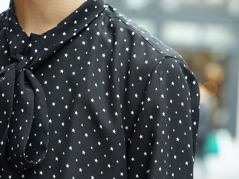 GalaabenD 19AW Chiffon star print tie neck shirt Style - 3-007