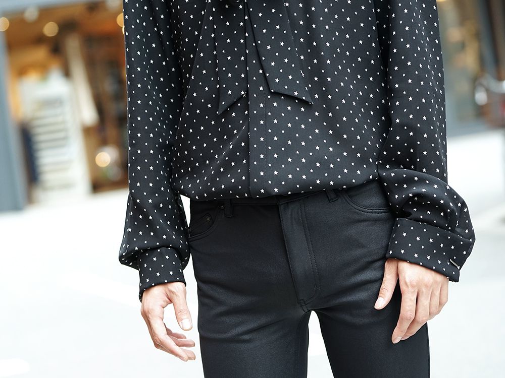 GalaabenD 19AW Chiffon star print tie neck shirt Style - 3-008