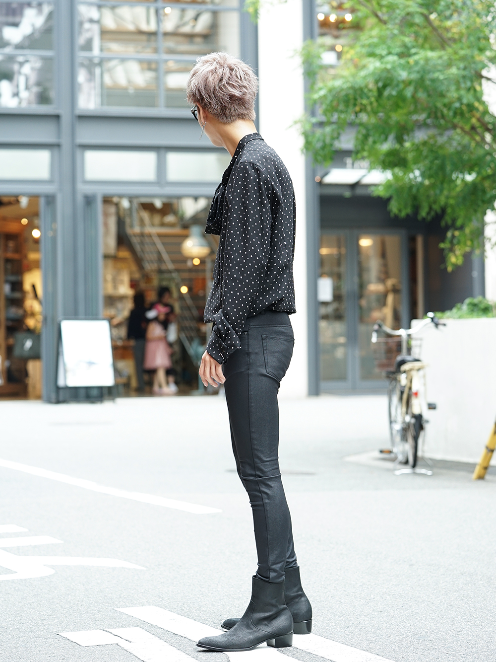 GalaabenD 19AW Chiffon star print tie neck shirt Style - 3-002