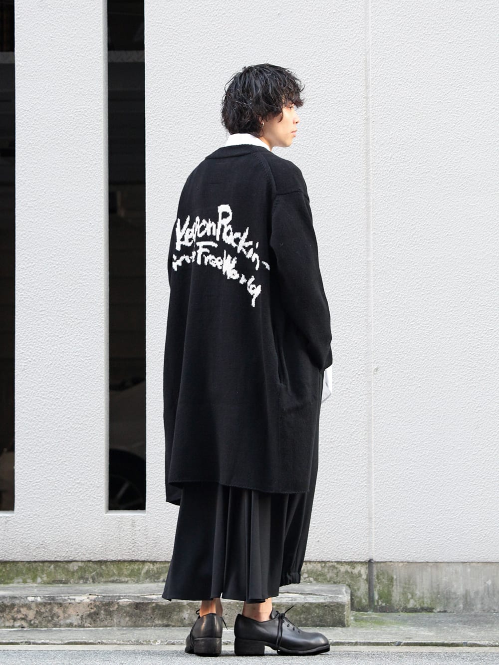 Yohji Yamamoto - ヨウジヤマモト Message Knit Cardigan Style 