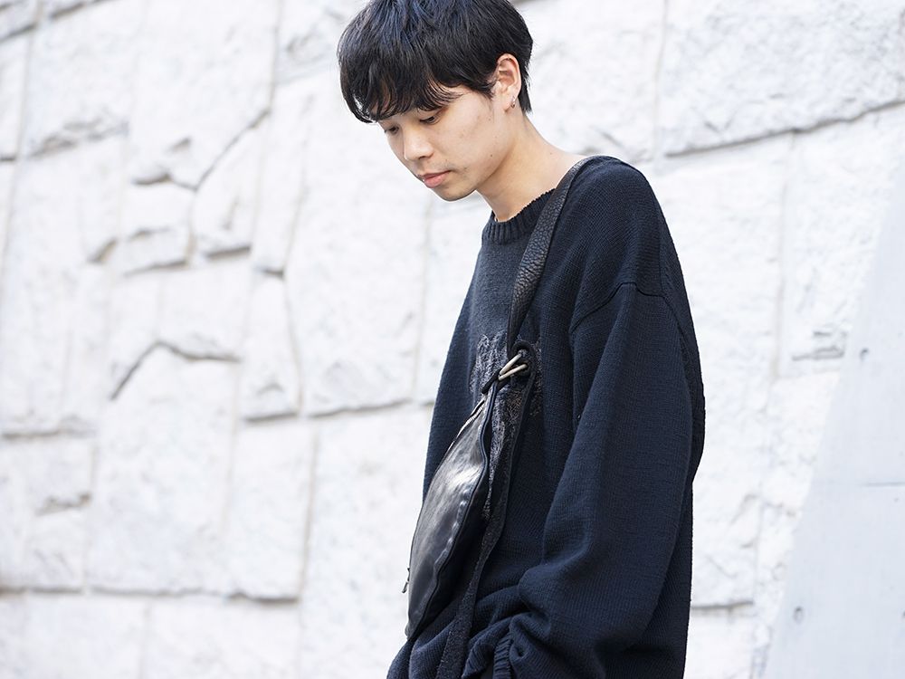 Yohji Yamamoto 19-20AW Embroidery 5G Round Neck Knit Style - 2-001