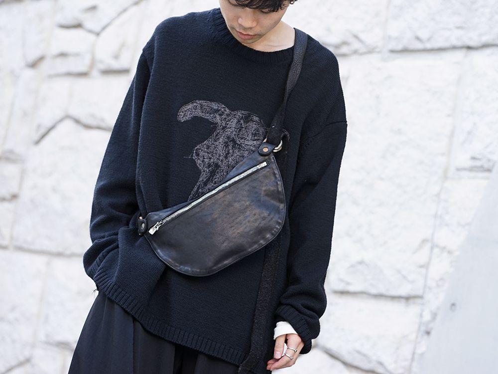 Yohji Yamamoto 19-20AW Embroidery 5G Round Neck Knit Style - 2-003