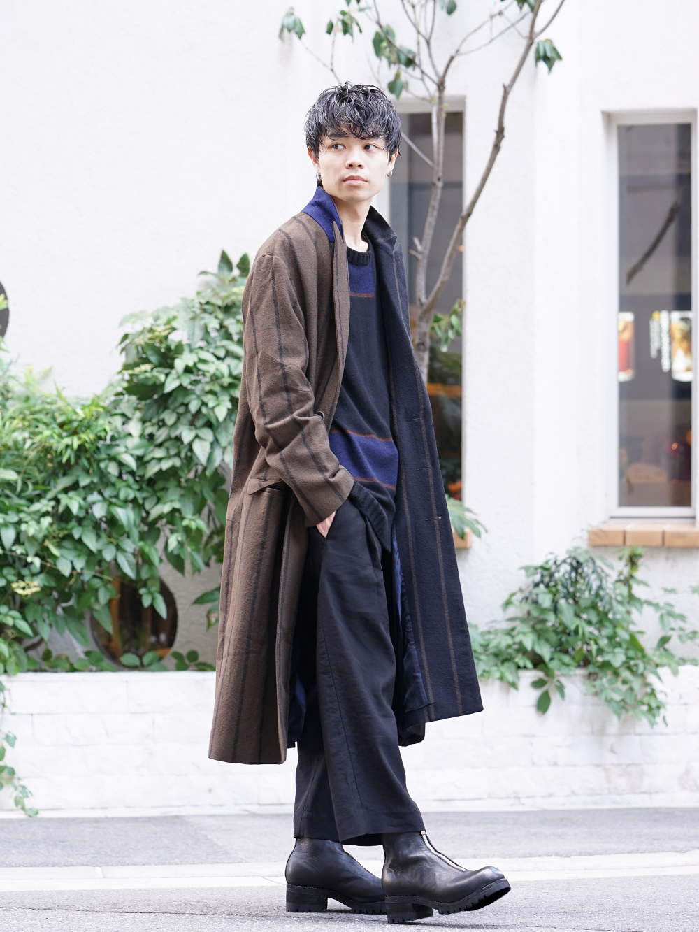 ZIGGY CHEN 19-20AW Asymmetric Stripe Coat New arrivals - FASCINATE