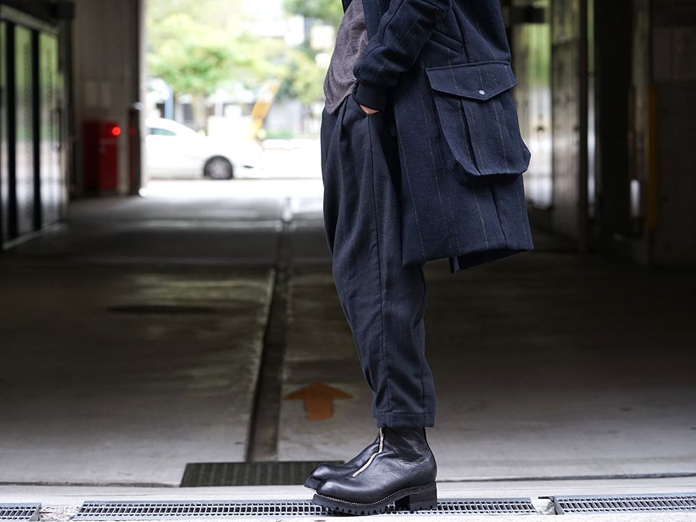 DEVOA Shetland Wool Linen Stripe Batting Hood Coat Style - 3-003