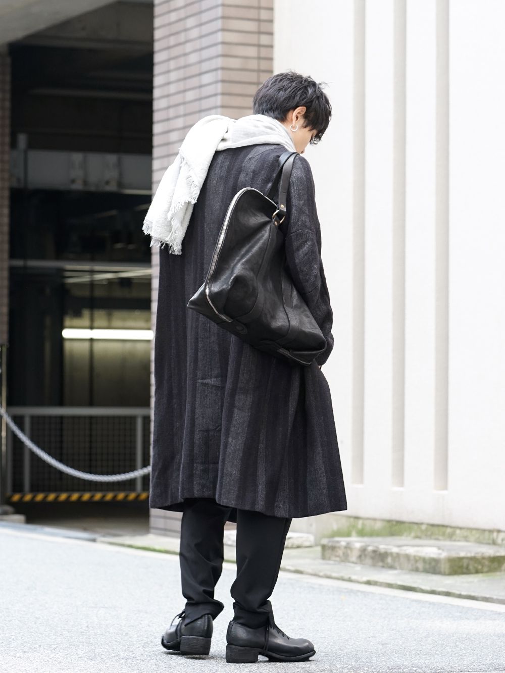 DEVOA Camel Linen Gradation Striped Coat Style - 1-003