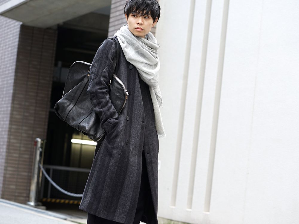 DEVOA Camel Linen Gradation Striped Coat Style - 2-001