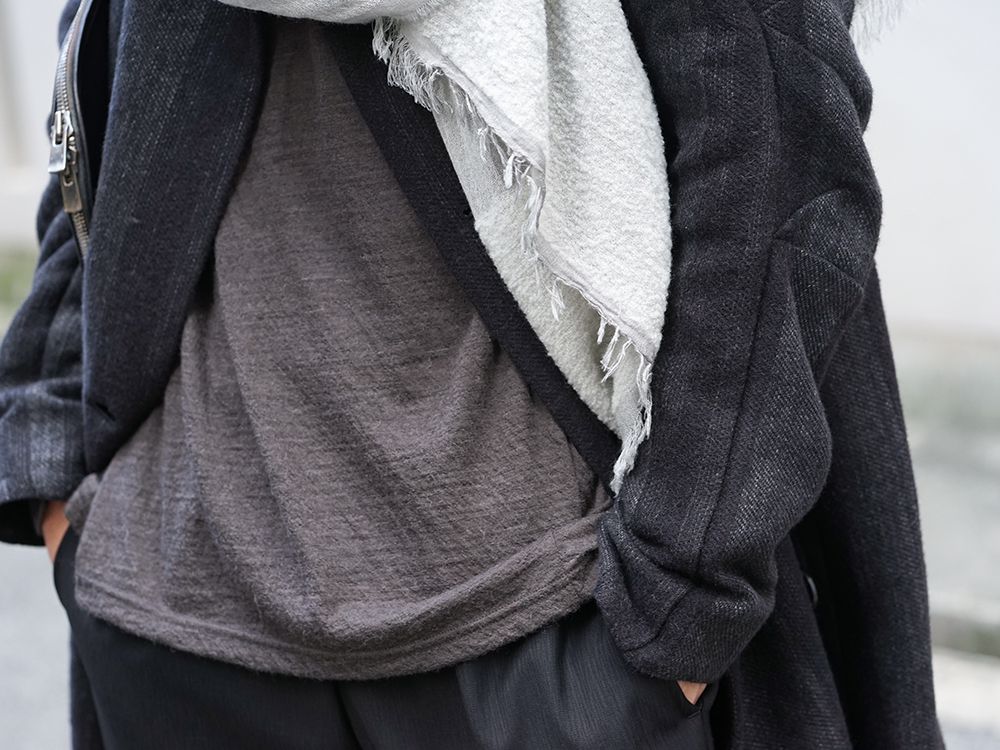 DEVOA Camel Linen Gradation Striped Coat Style - 2-005