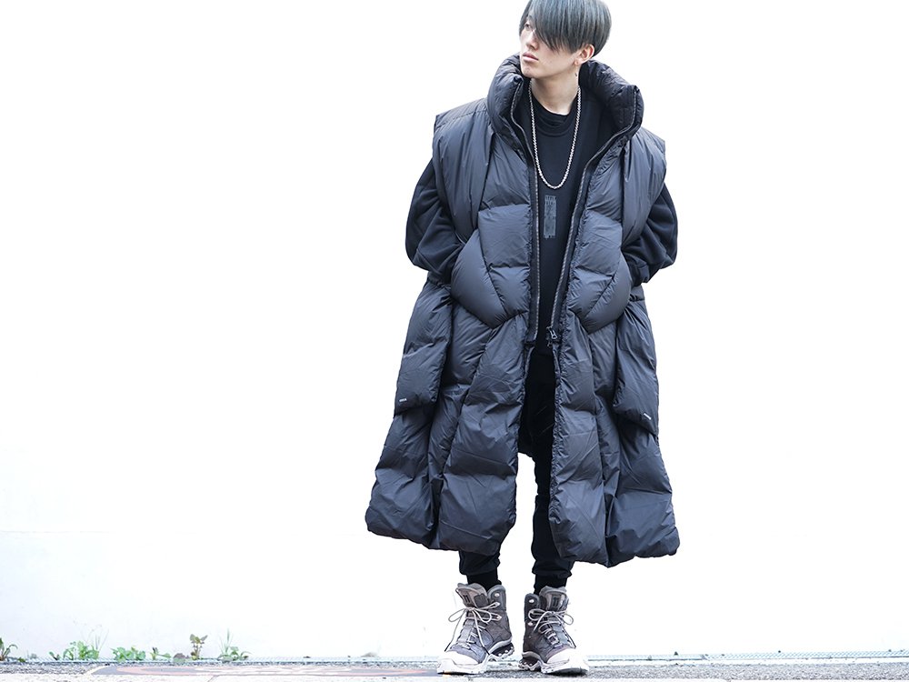 HAMCUS × NILøS 19aw Down long vest Black Styling!! - 2-006