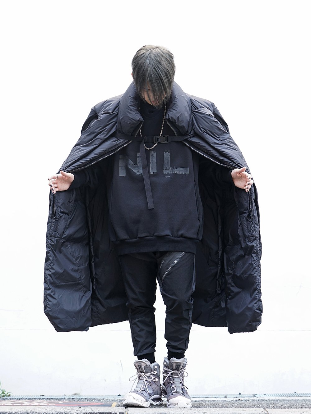 HAMCUS × NILøS 19aw Down long vest Black Styling!! - 3-001