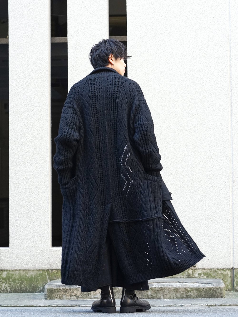 Yohji Yamamoto 19-20AW No Collar Long Cardigan Layered Style