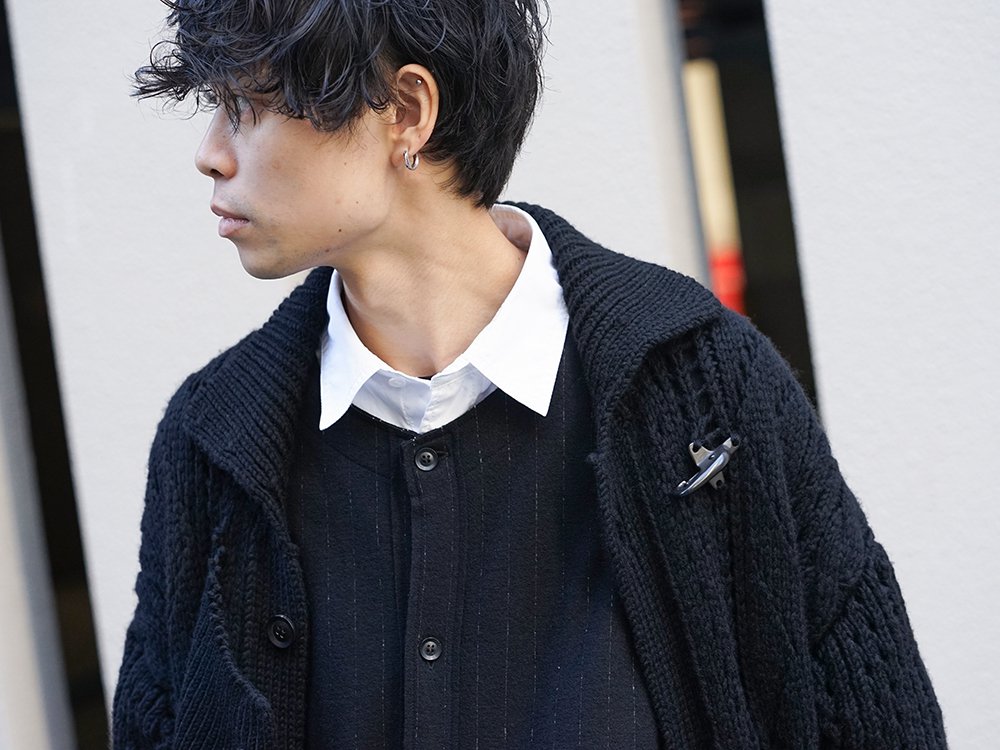 Yohji Yamamoto 19-20AW No Collar Long Cardigan Layered Style - 2-002