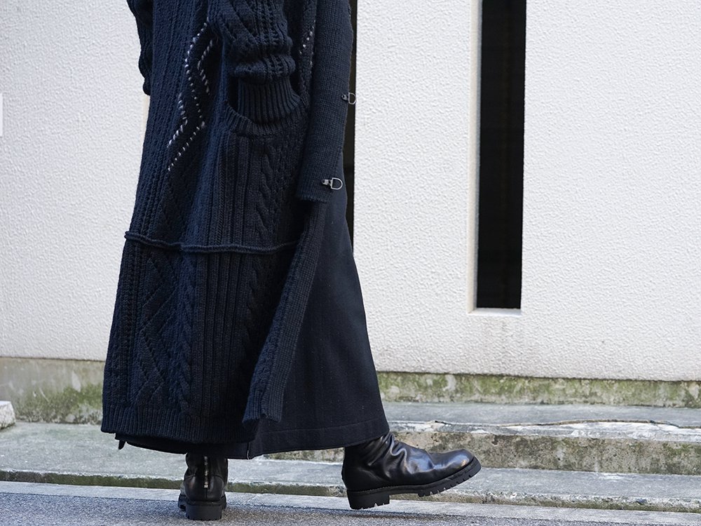 Yohji Yamamoto 19-20AW No Collar Long Cardigan Layered Style - 3-002