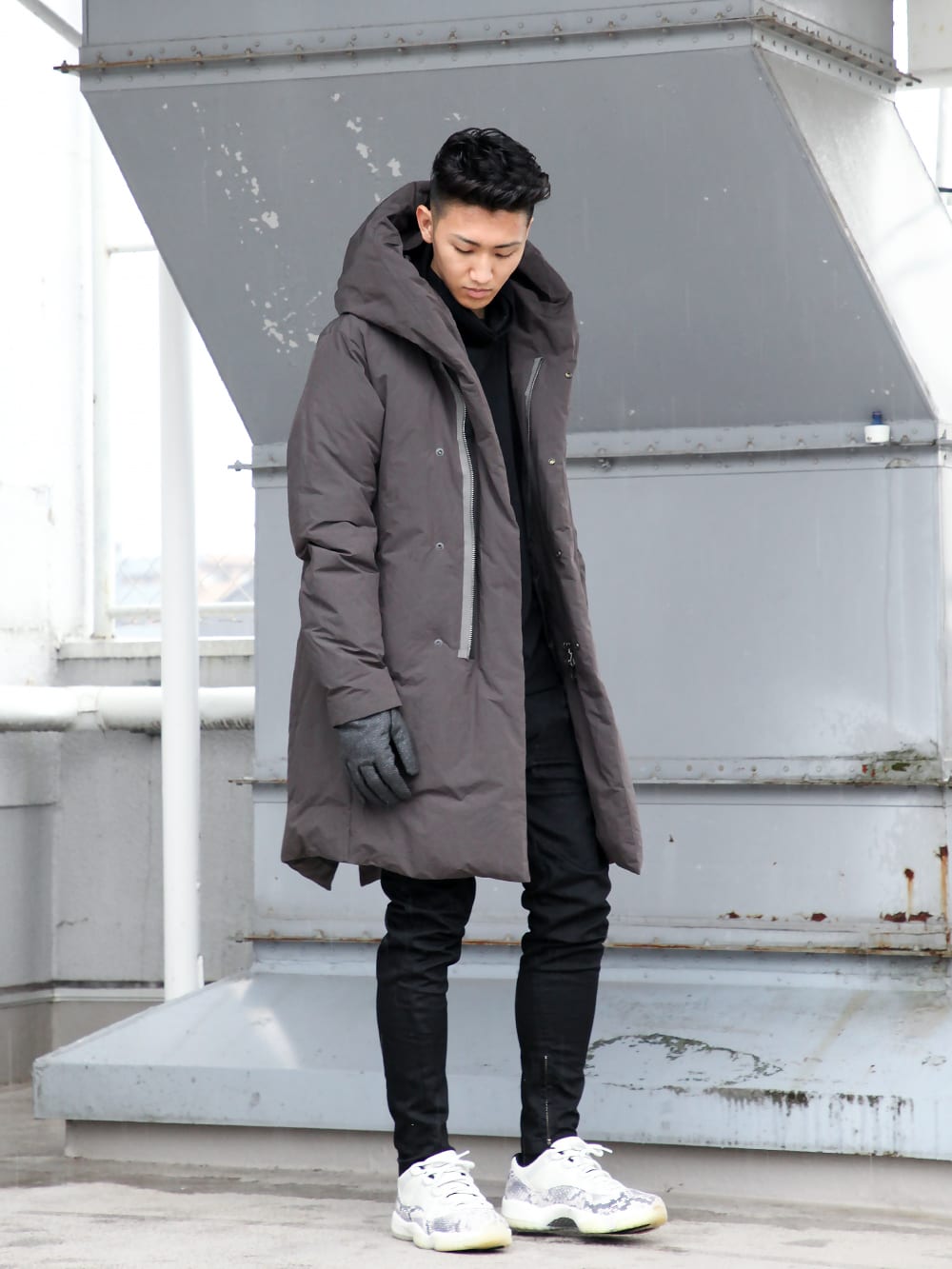 Pe Ny Peachskin hooded down coat Black - ジャケット/アウター