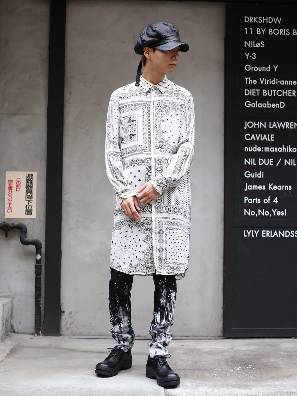 GalaabenD 20SS Military Coat x Bandana print Long shirt Styling - 3-001