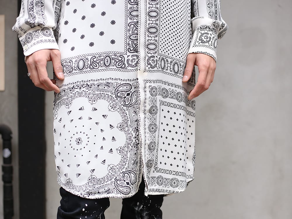 GalaabenD 20SS Military Coat x Bandana print Long shirt Styling - 3-004