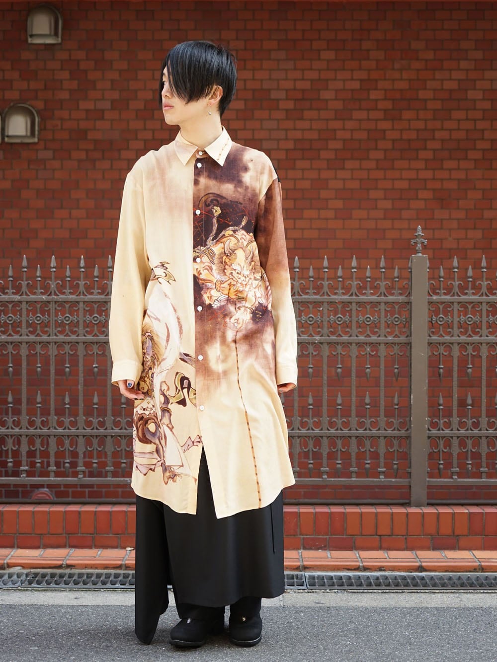 Ground Y x Kyousai Kawanabe graphic Long shirt styling !! - 3-001