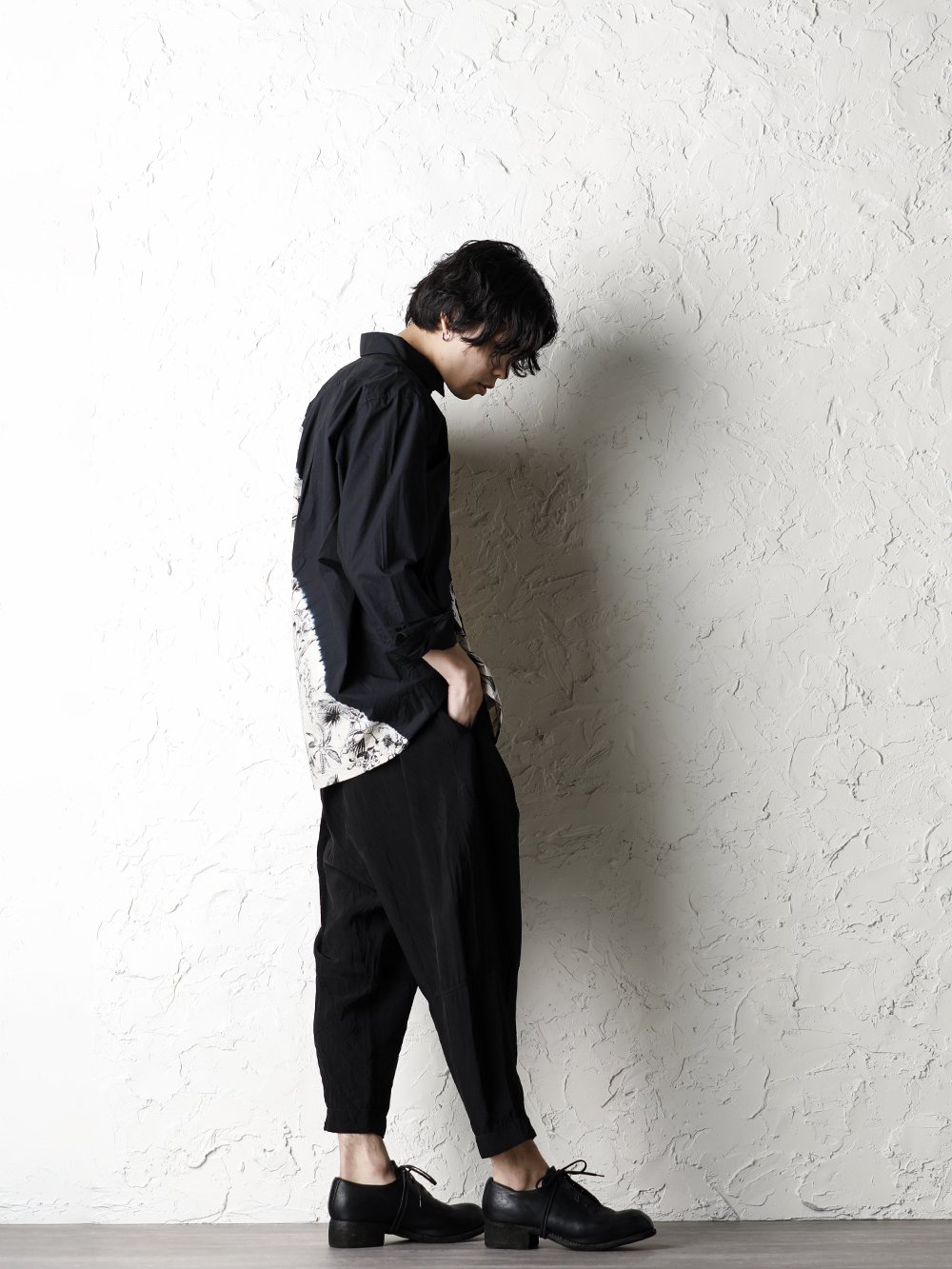 SUZUSAN 20SS  Long Sleeve Shirt Diagonal Shibori Boushi Style - 1-003