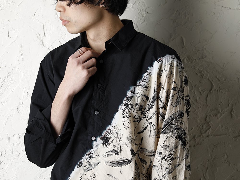 SUZUSAN 20SS  Long Sleeve Shirt Diagonal Shibori Boushi Style - 2-002