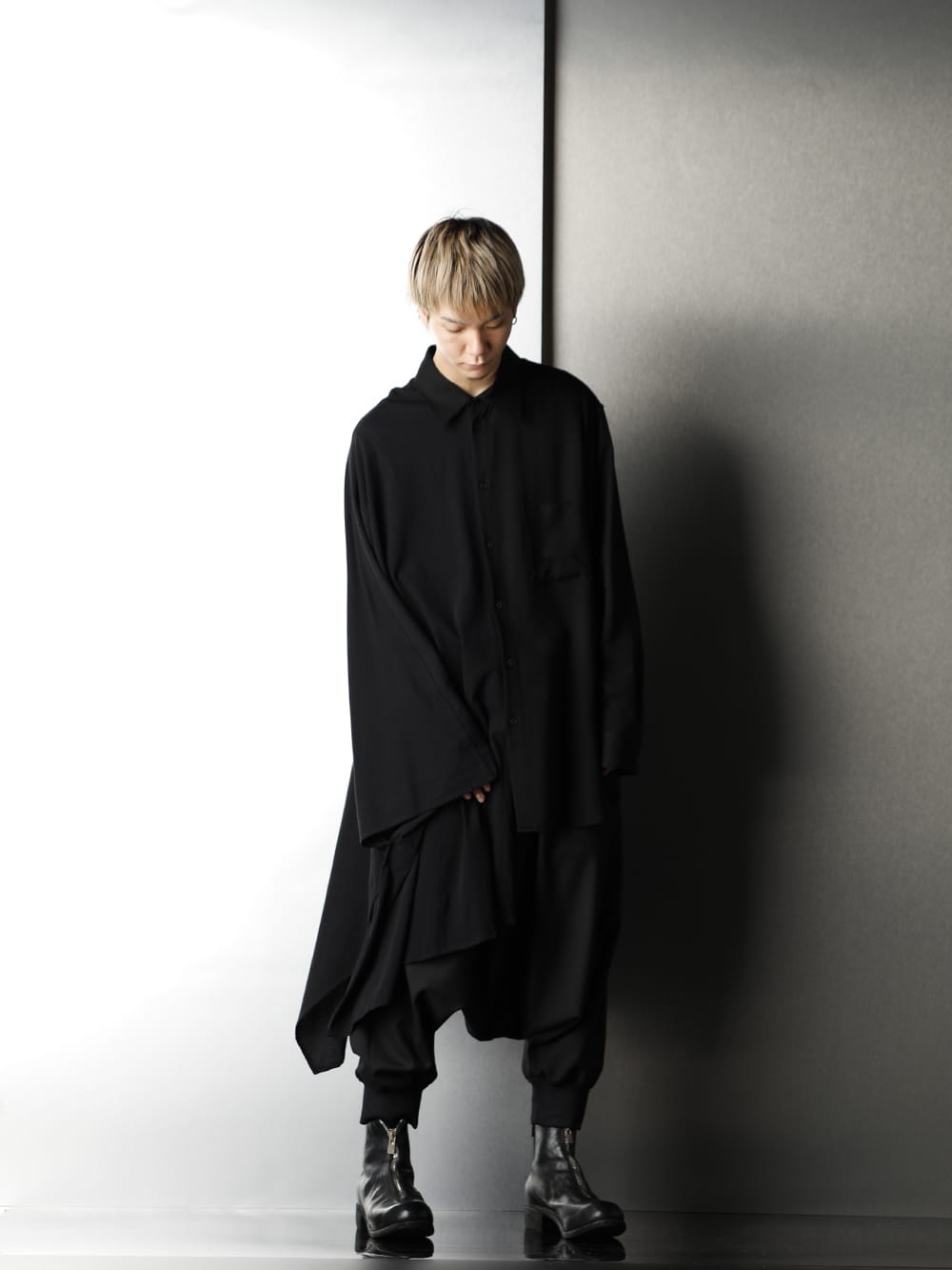 Ground Y Collar rib Long shirt layered Style - 3-001