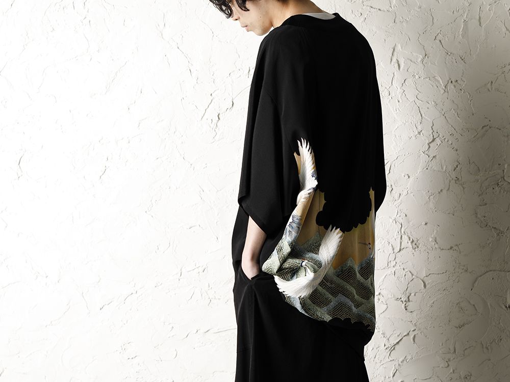 Rondo.ym Yohji Yamamoto Mix Silk Georgette Over Sized T-Shirts Style - 2-002
