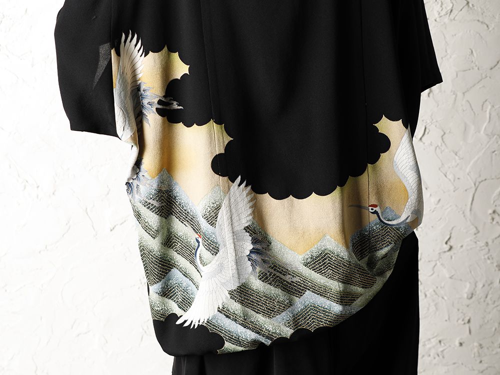 Rondo.ym Yohji Yamamoto Mix Silk Georgette Over Sized T-Shirts Style - 2-004