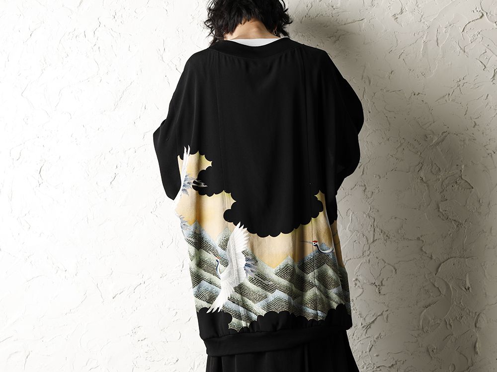 Rondo.ym Yohji Yamamoto Mix Silk Georgette Over Sized T-Shirts Style - 2-005