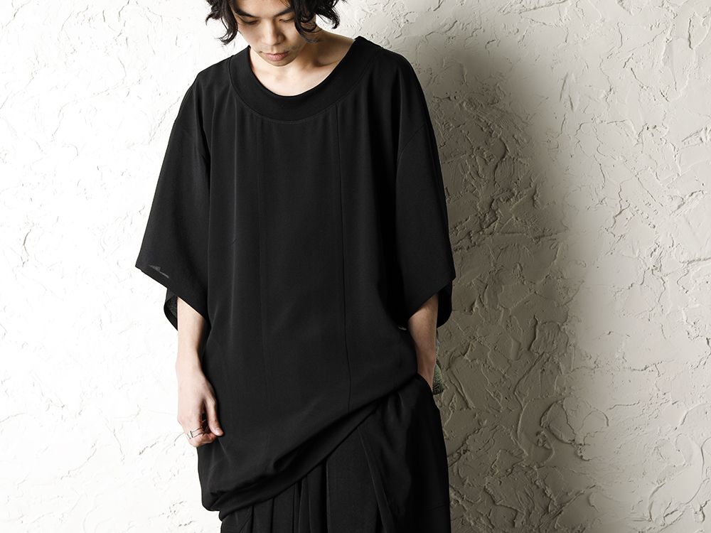 Rondo.ym Yohji Yamamoto Mix Silk Georgette Over Sized T-Shirts Style - 2-006