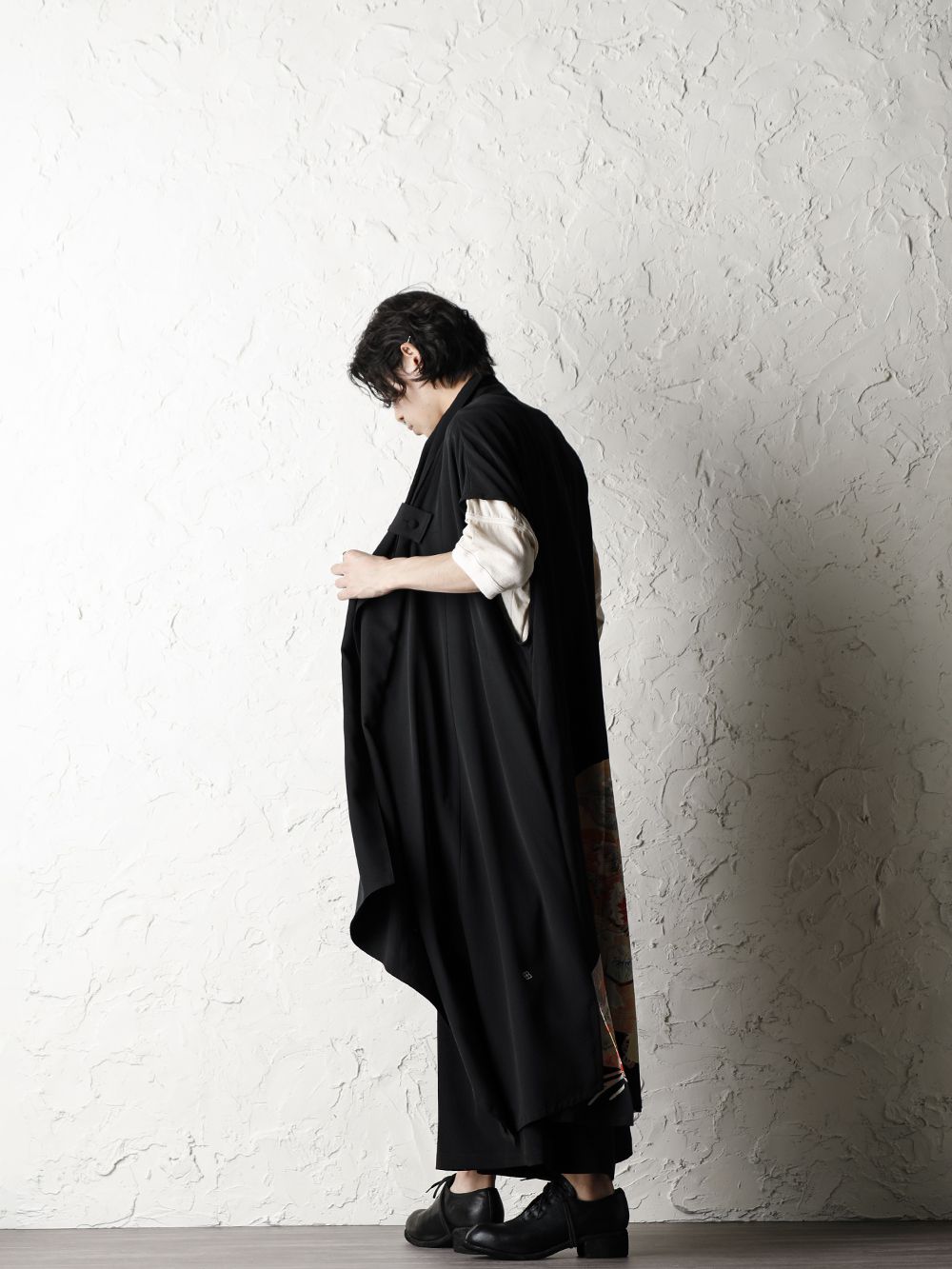 Rondo.ym 20SS Silk Georgette Phoenix and Fan Embroidery Kimono Sleeve Coat Style - 1-002