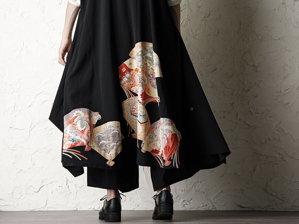 Rondo.ym 20SS Silk Georgette Phoenix and Fan Embroidery Kimono Sleeve Coat Style - 2-003