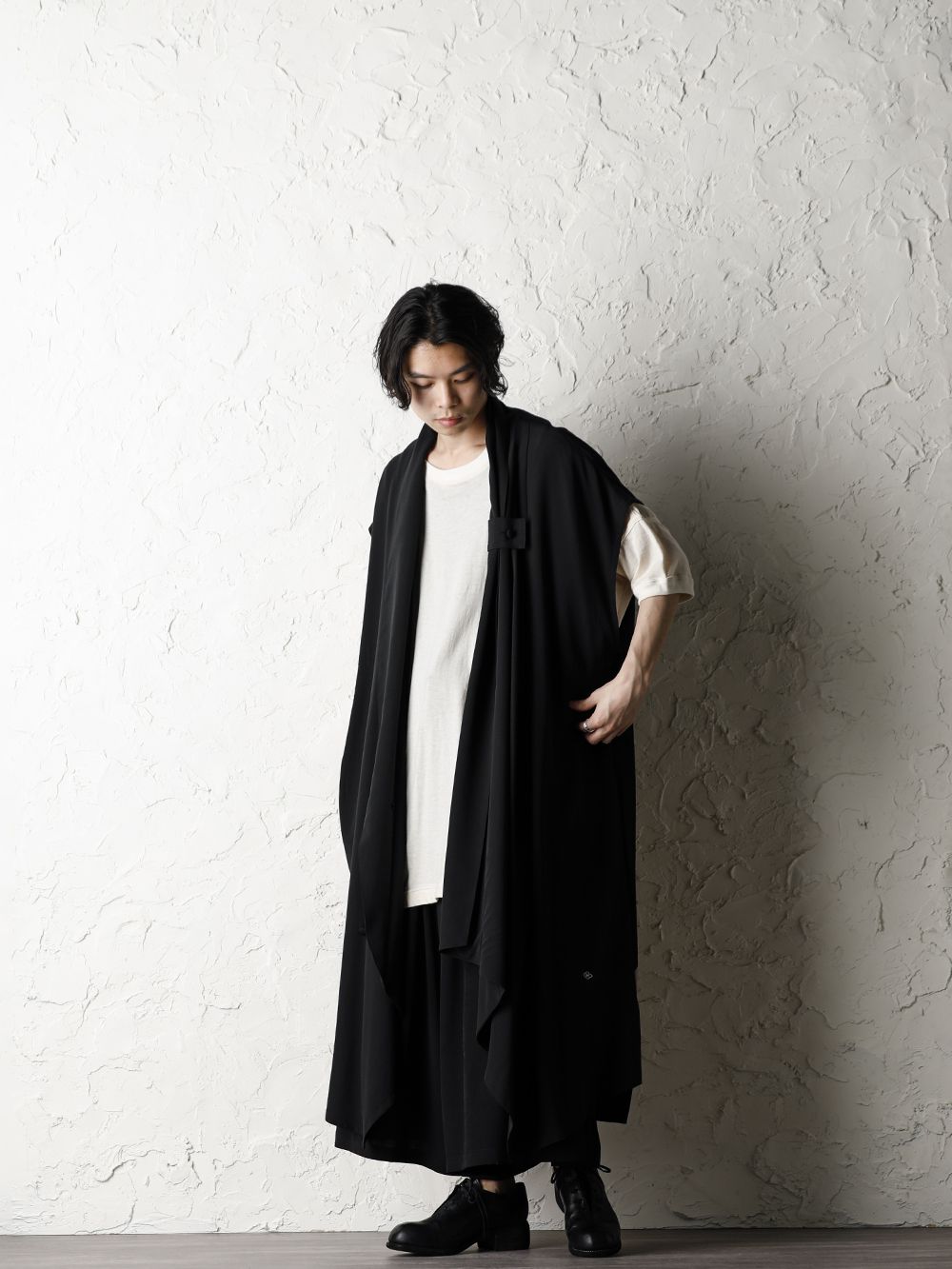 Rondo.ym 20SS Silk Georgette Phoenix and Fan Embroidery Kimono Sleeve Coat Style - 4-001