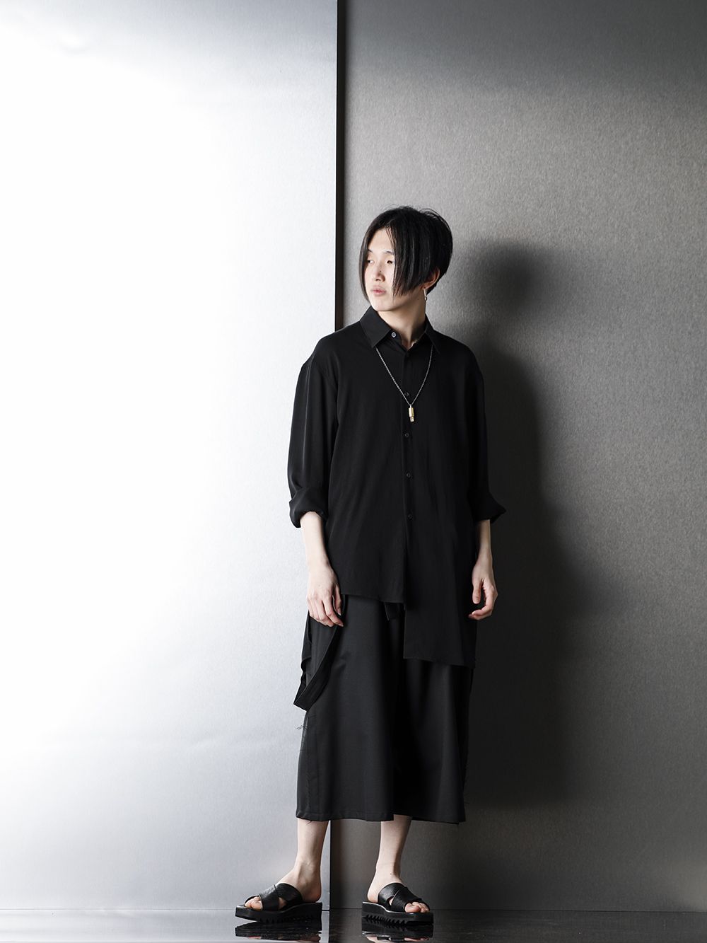 Ground Y Asymmetric Shirt Spring Summer Black Styling!! - 1-001