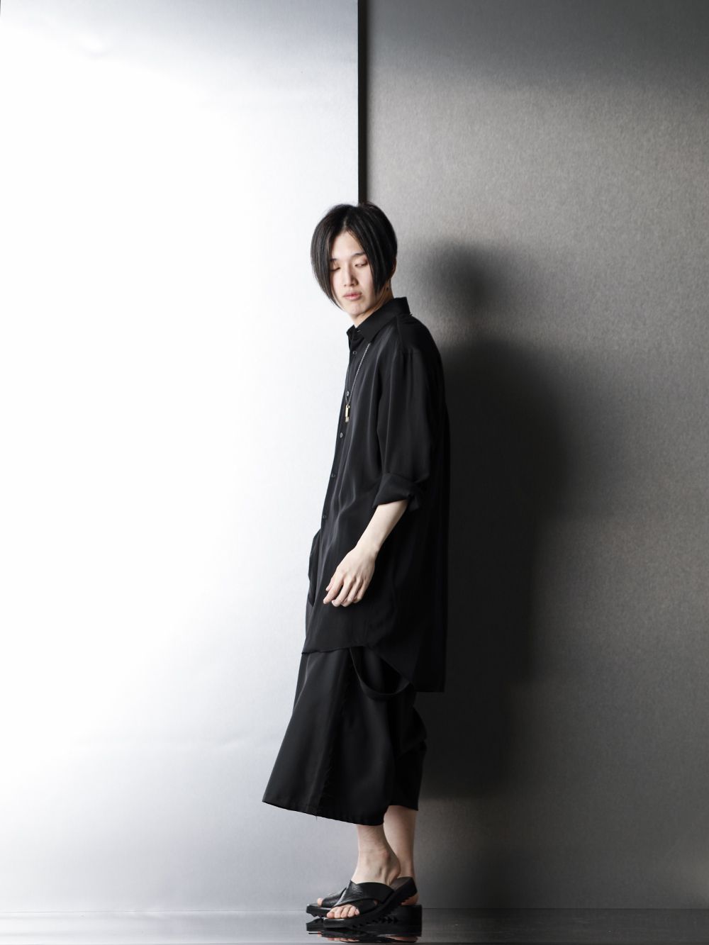 Ground Y Asymmetric Shirt Spring Summer Black Styling!! - 1-002