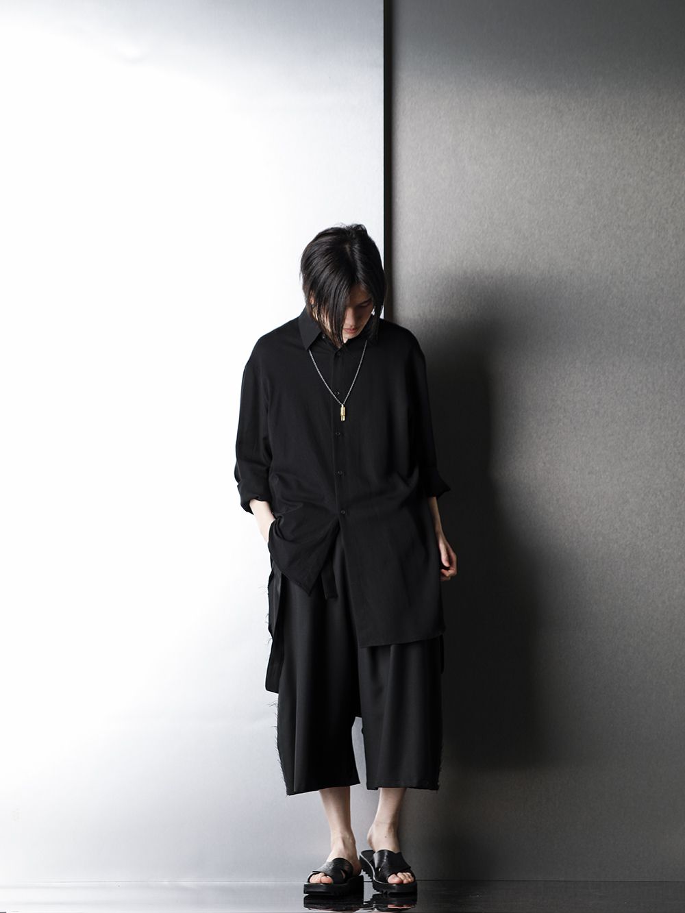 Ground Y Asymmetric Shirt Spring Summer Black Styling!! - 4-001