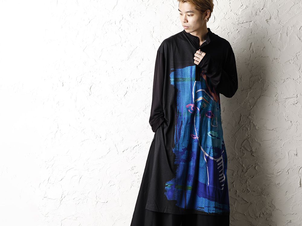 Yohji Yamamoto 20-21AW ASAKURA Print Blue Women Tunic Style - 2-006