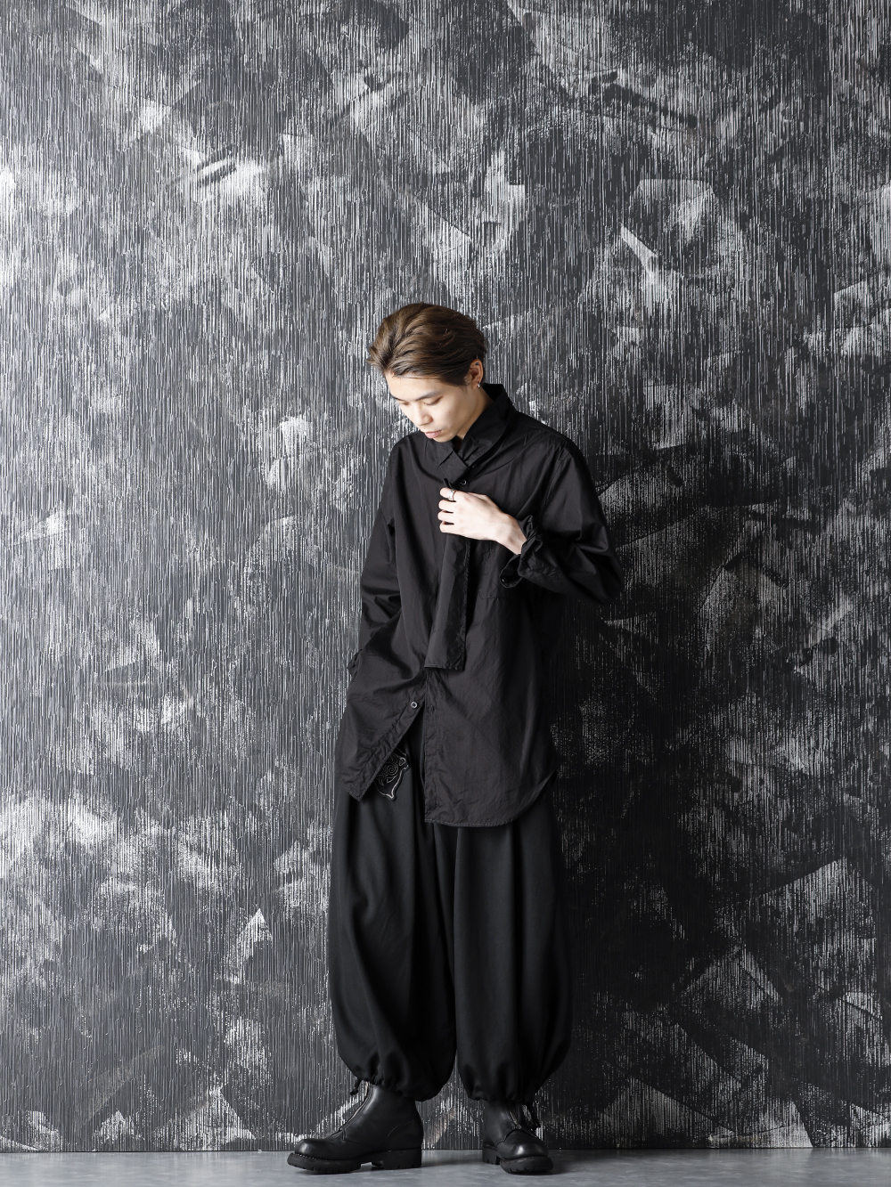 Yohji Yamamoto 20-21AW Long Collar Chain Stitch Shirt Style - 4-001