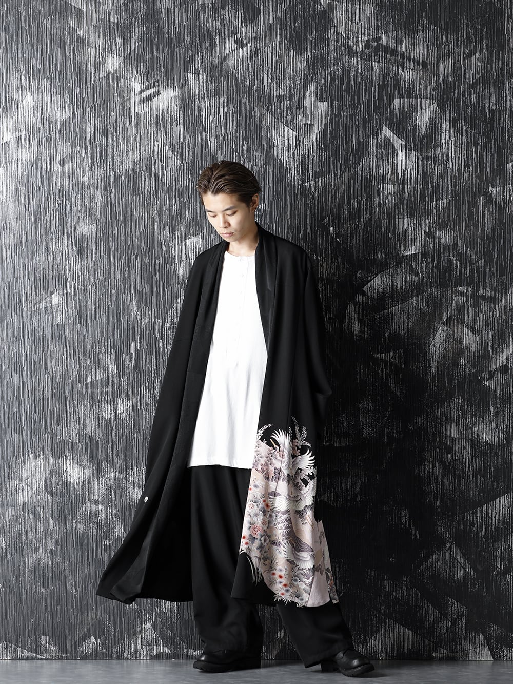 RONDO 20-21AW Silk Georgette Crane HAORI Style - 4-001