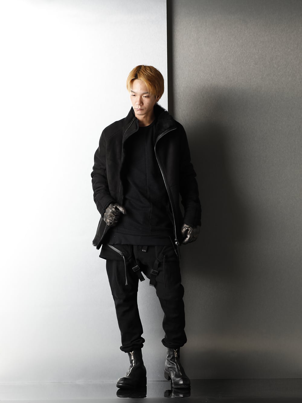 D.HYGEN - ディーハイゲン Mouton Leather jacket Winter Black